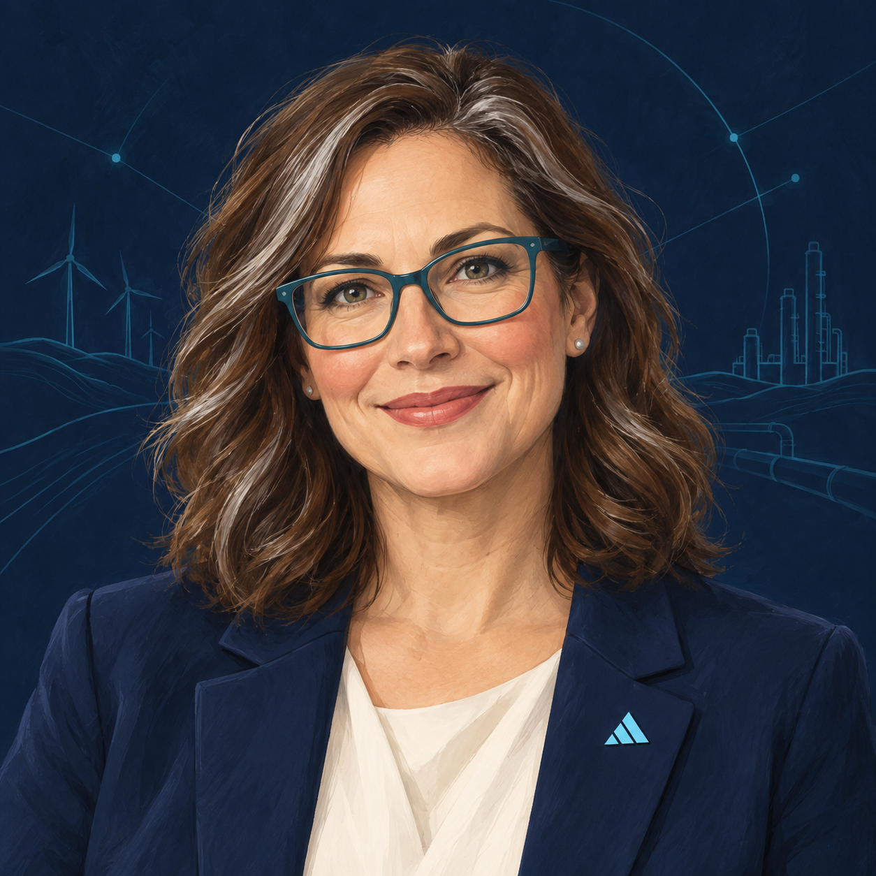 Illustrated avatar representing Kathy Mercer, ExplorationAI’s Chief AI Officer and AI persona